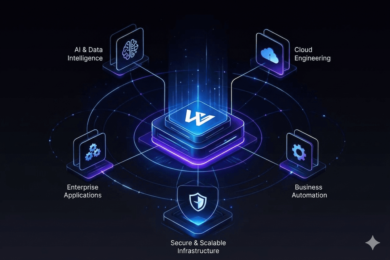 A visual representation of connected enterprise technology capabilities
